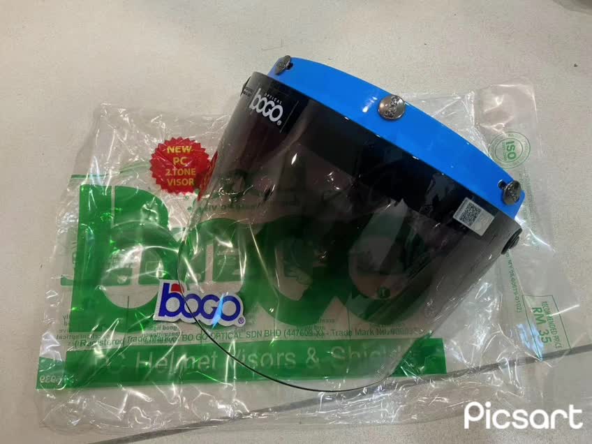 Bogo , BIKKO crystal visor!BOGO BG05 BG-05 3 BUTTONS TINTED ,DARK GREY 2 TONE BLACK AND CLEAR VISOR