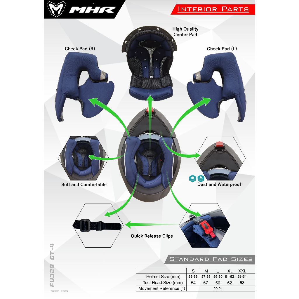 MHR GT4 Original Padding (FU329 Flip Up Helmet)