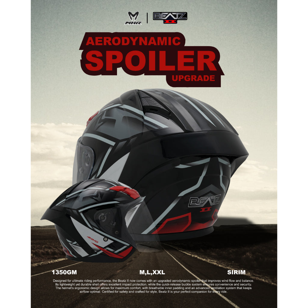 MHR BEATZ II ANIMO (OF822 Open Face Helmet)