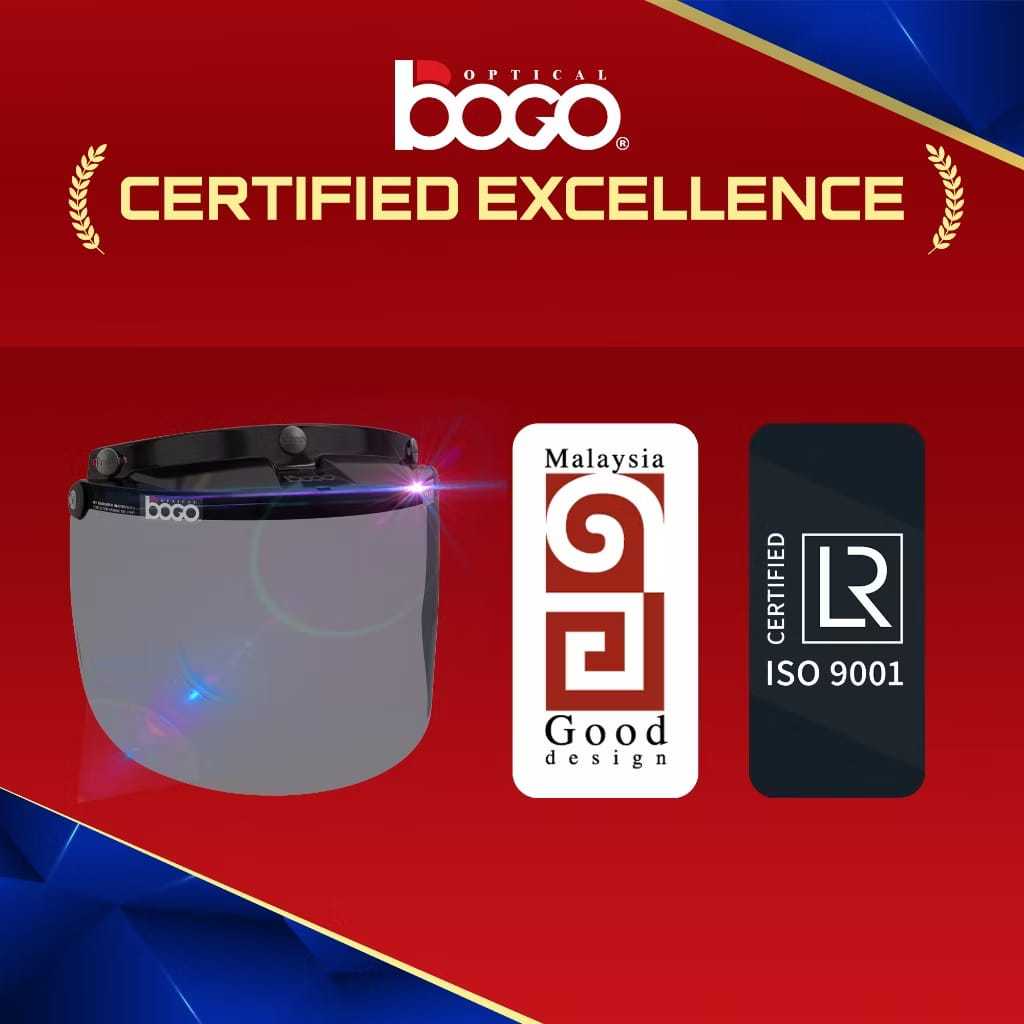 Bogo , BIKKO crystal visor!BOGO BG05 BG-05 3 BUTTONS TINTED ,DARK GREY 2 TONE BLACK AND CLEAR VISOR