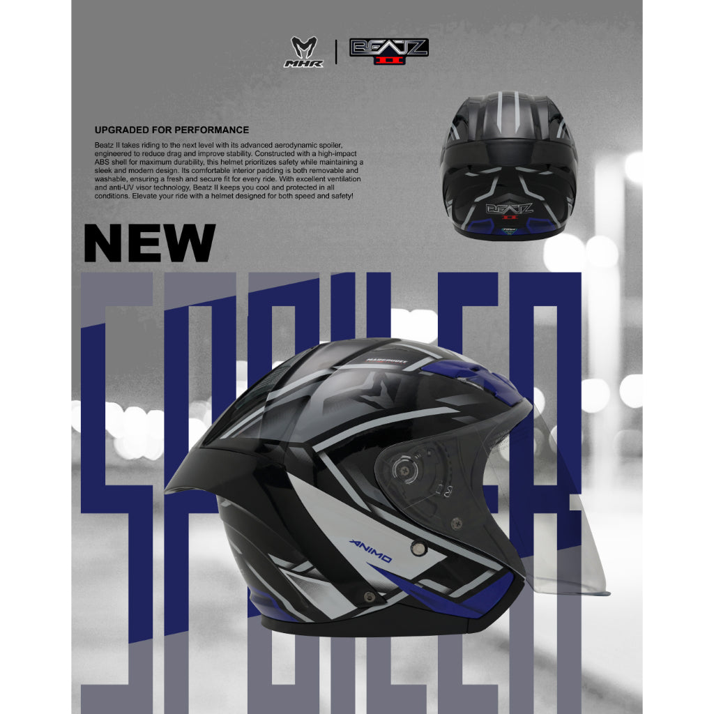 MHR BEATZ II ANIMO (OF822 Open Face Helmet)