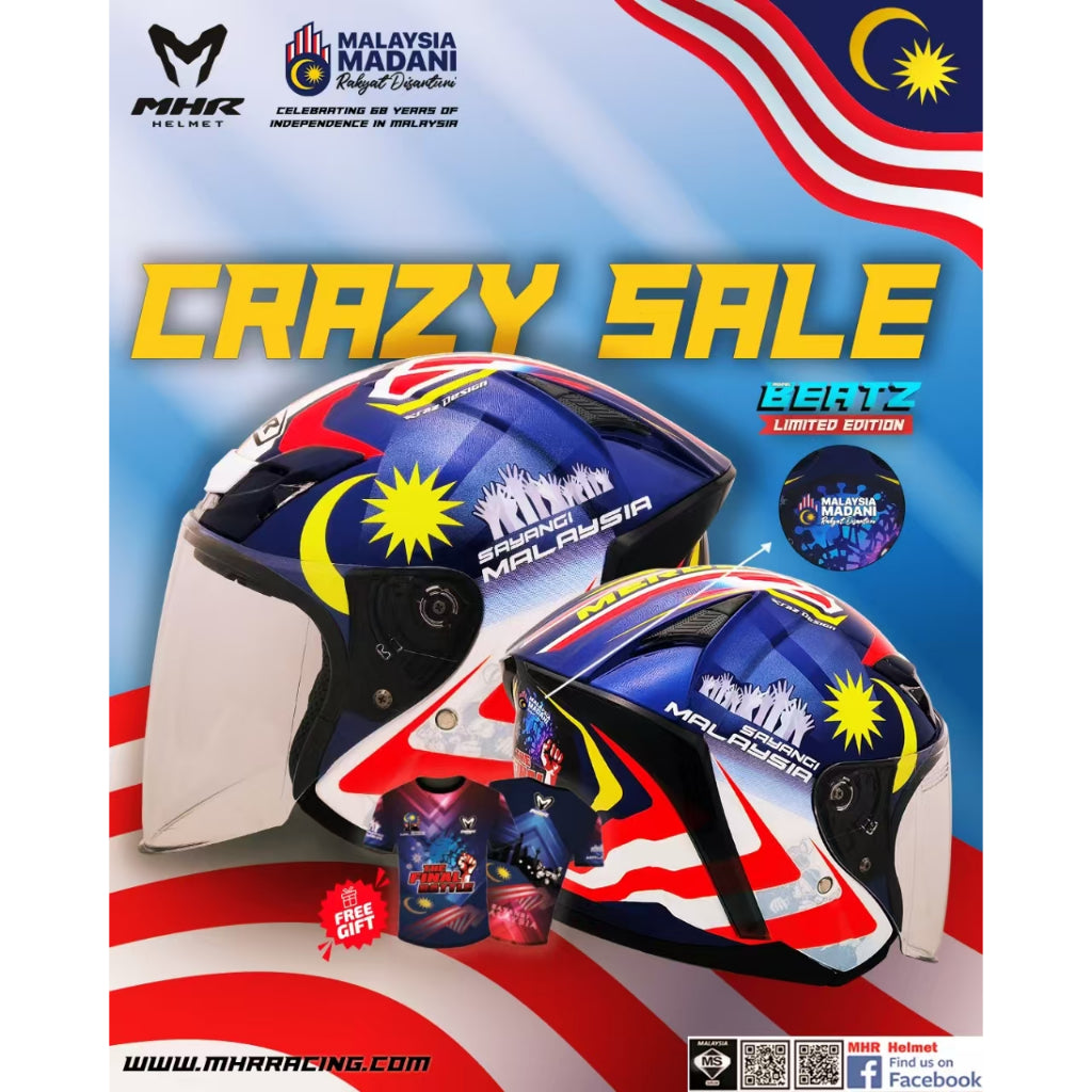 MHR BEATZ Merdeka Limited Edition (OF622 Open Face Helmet)