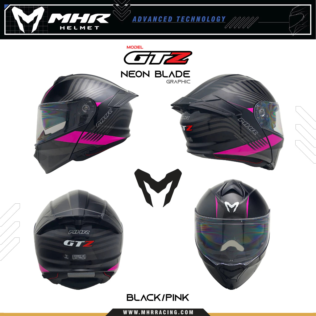 MHR GTZ Neon Blade (FU935 Flip Up Helmet)