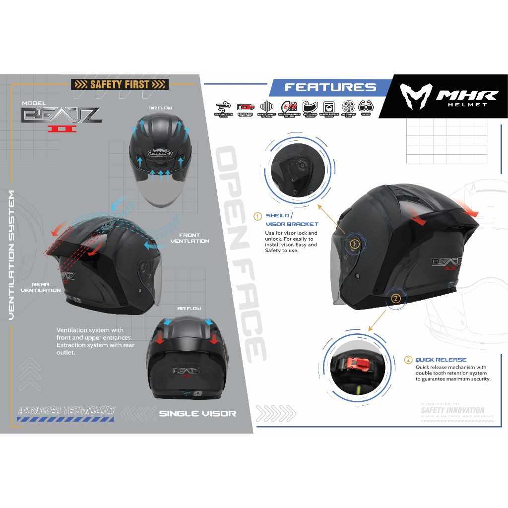 MHR BEATZ II Original Spoiler (OF822 Open Face Helmet)