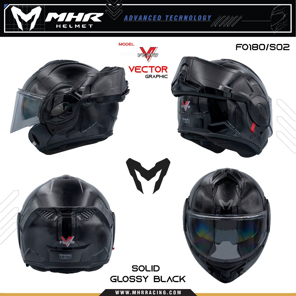 MHR VERTO Solid (FO180 Flip Over Helmet)