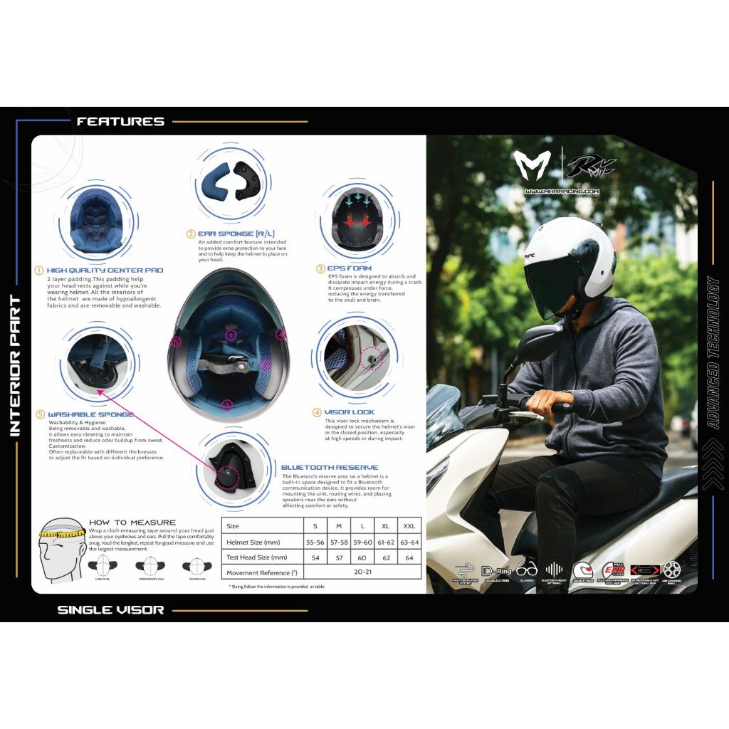 MHR RAM V Original Padding (OF335 Open Face Helmet)