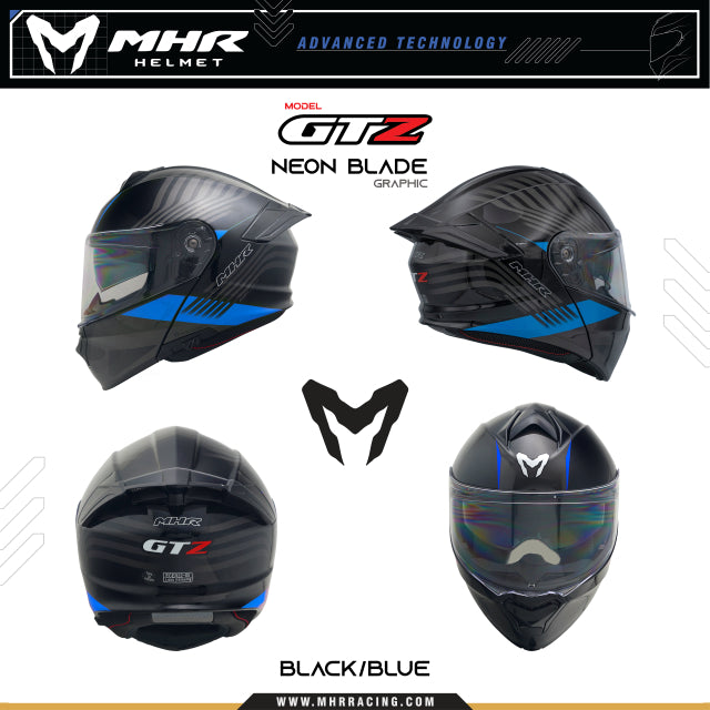 MHR GTZ Neon Blade (FU935 Flip Up Helmet)