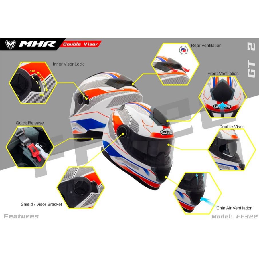 MHR GT2 Original Visor (FF322 Full Face Helmet)